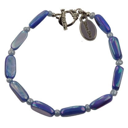 Blauwe parelmoeren armband | Shell Stick AB Blue