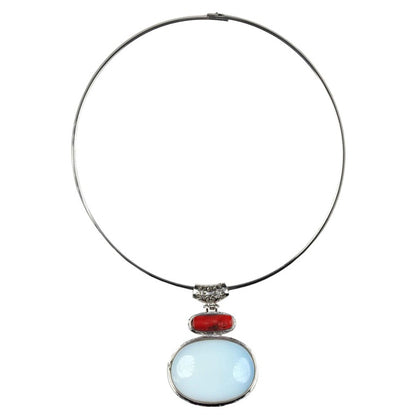 Edelstenen ketting met zee opaal en koralen hanger | Sea Opal Coral