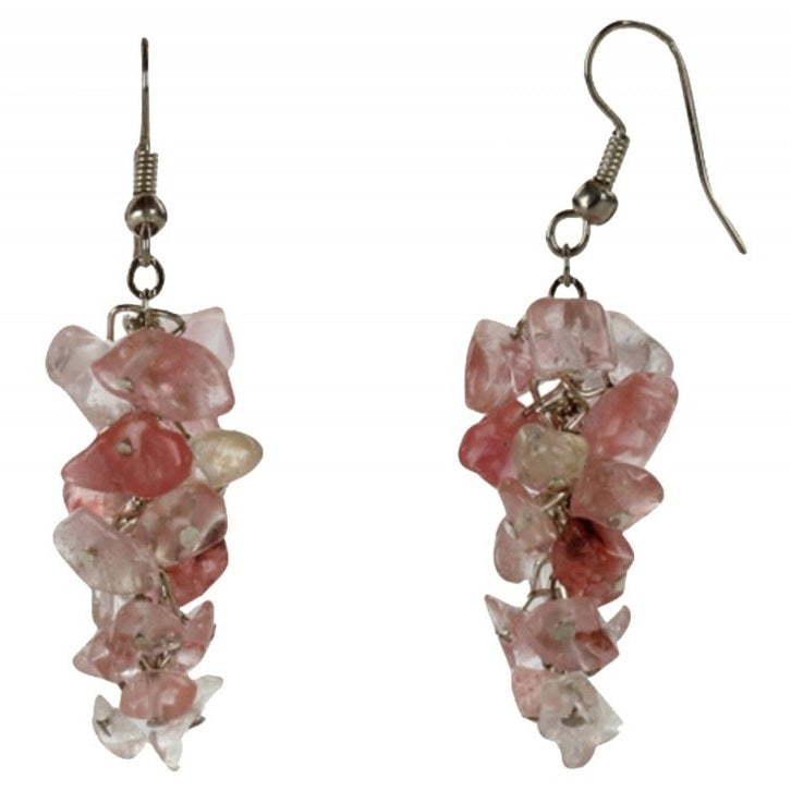 Licht roede edelstenen oorbellen met kersenkwarts en sterling zilver (925) | Cherry Quartz