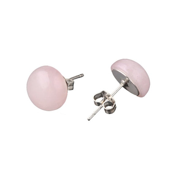 Roze edelstenen oorknopjes met rozenkwarts | Rosé Quartz Eye 10 mm