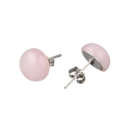 Roze edelstenen oorknopjes met rozenkwarts | Rosé Quartz Eye 10 mm