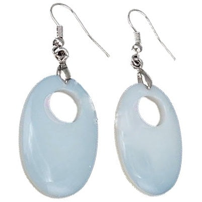 Licht blauwe edelstenen oorbellen met ovale opaal en sterling zilver (925) | Sea Opal Oval