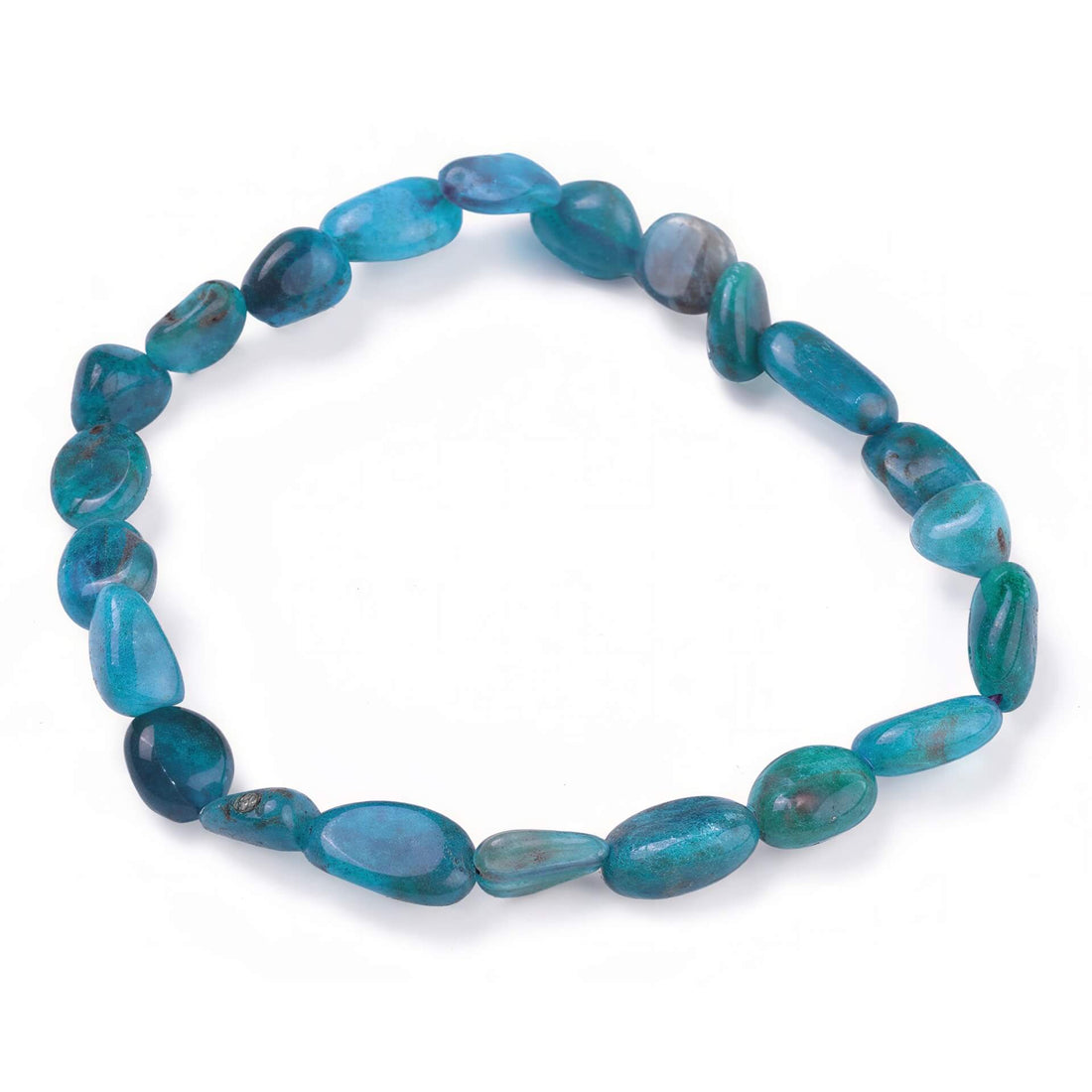 Blauwe edelstenen armband met apatiet | Elastisch | Apatite Tumbled Stone