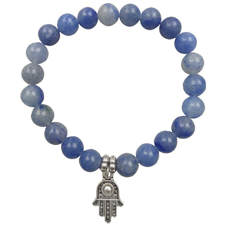 Edelstenen armband met blauwe aventurien en hamsa bedeltje | Blue Aventurine Hamsa