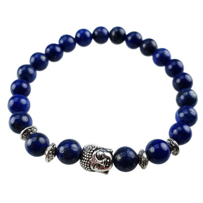 Blauwe edelstenen armband met lapis lazuli en buddha hoofd bovenaanzicht | Buddha Lapis Lazuli