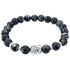 Edelstenen armband met zwart grijze edelsteen en zilver kleurige Boeddha | Elastisch | Buddha Snowflake Obsidian
