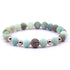 Edelstenen armband met amazoniet, rosé goud en stras steentjes | Elastisch | Frozen Amazonite Black Ball