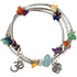 Edelstenen wikkelarmband met veel soorten en kleuren edelstenen en aum teken | Gemstone 3 Loops Ohm