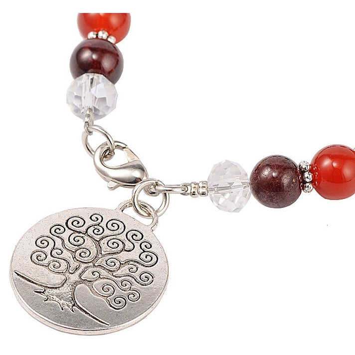 Slotje van edelstenen armband met verschillende soorten en kleuren edelstenen en levensboom bedeltje | Gemstone Chakra