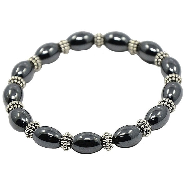 Zwart edelstenen armband met hematiet stenen | Elastisch | Hematite Bold Oval