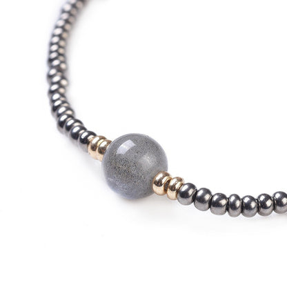 Detail van edelstenen armband met labradoriet | Labradorite Mini