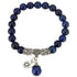 Blauw edelstenen armband met bloem en bedeltje, elastisch | Lapis Lazuli Flower Ball