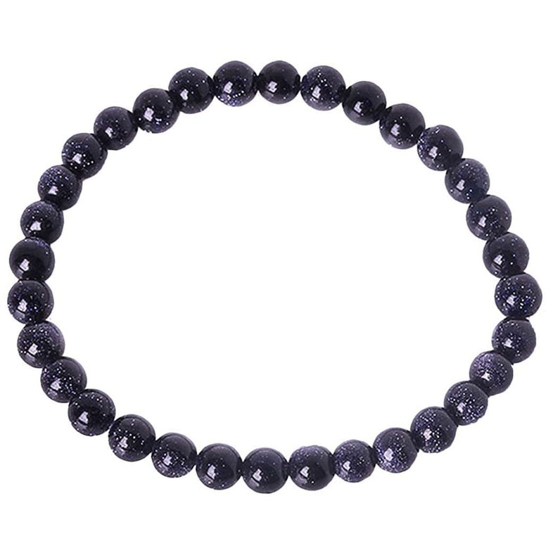 Donke blauw edelstenen armband met goudsteen / goudvuur, elastisch | Small Blue Goldstone 