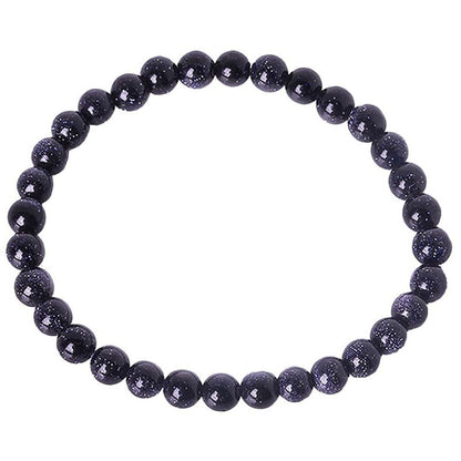 Donke blauw edelstenen armband met goudsteen / goudvuur, elastisch | Small Blue Goldstone 