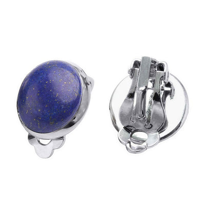 Blauwe edelstenen clips oorbellen met lapis lazuli | Lapis Lazuli Clips