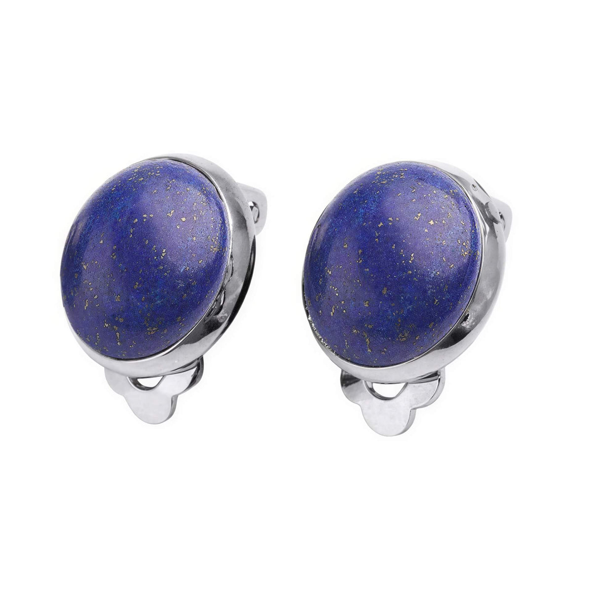 Blauwe edelstenen clips oorbellen met lapis lazuli vooraanzicht | Lapis Lazuli Clips