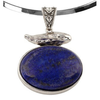 Detail van blauwe edelstenen ketting met lapis lazuli | Lapis Lazuli Choker