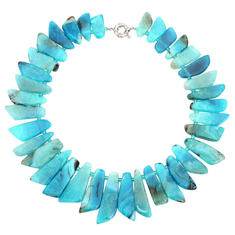 Grote blauwe edelstenen ketting met agaat | Sky Blue Lace Agate