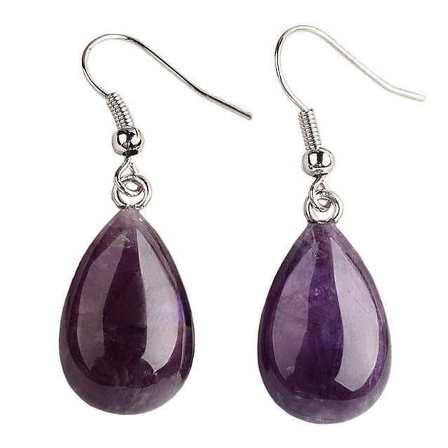 Paarse edelstenen oorbellen met amethist en sterling zilver (925) | Amethyst Drop