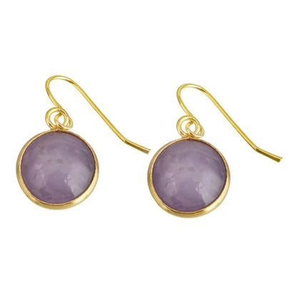 Paarse edelstenen oorbellen met goud edelstaal ander paar oorbellen | Amethyst Gold Round