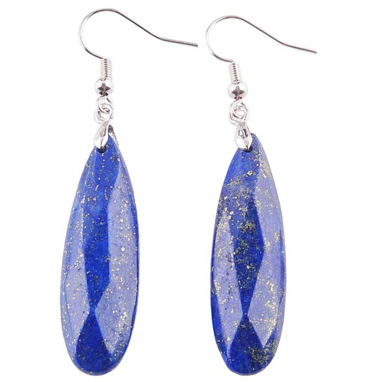 Lange blauwe edelstenen oorbellen met lapis lazuli en sterling zilver (925) | Big Drop Lapis Lazuli