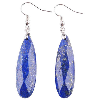 Lange blauwe edelstenen oorbellen met lapis lazuli en sterling zilver (925) | Big Drop Lapis Lazuli