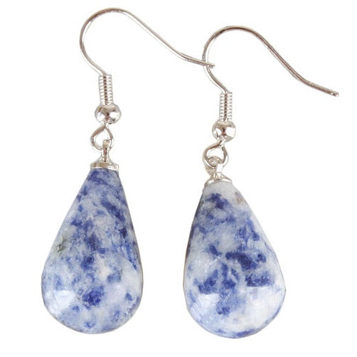 Blauwe edelstenen oorbellen met jaspis en sterling zilver (925) | Blue Spot Big Drop