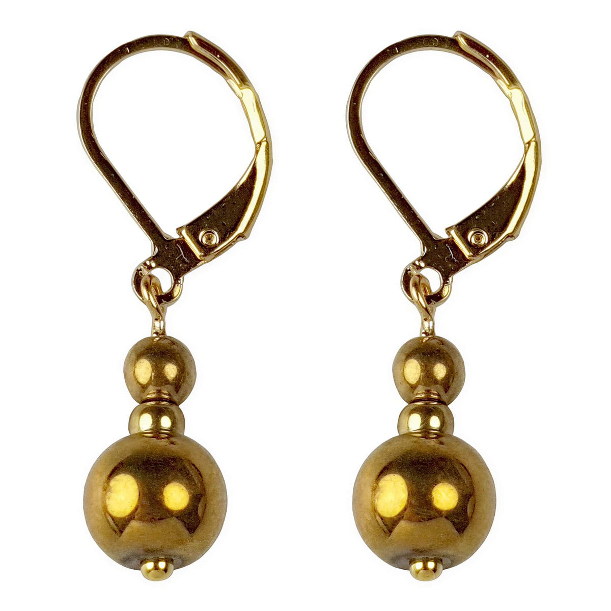 Edelstenen oorbellen met goud hematiet en goud edelstaal | Bold Gold Hematite