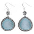 Licht blauwe edelstenen oorbellen met kattenoog, stras steentjes en sterling zilver (925) | Bright Blue Cat’s Eye