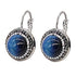 Blauwe edelstenen oorbellen met tijgeroog en stras steentjes | Bright Blue Tiger Eye Silver