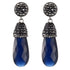 Lange blauwe edelstenen oorbellen met kattenoog en stras steentjes, edelstenen oorknoppen | Bright Long Blue Cat&