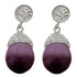 Paarse edelstenen oorbellen met kattenoog en zilveren stras steentjes | Bright Silver Purple Cat’s Eye