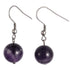 Paarse edelstenen oorbellen met amethist en zilver edelstaal | Dangling Amethyst Ball