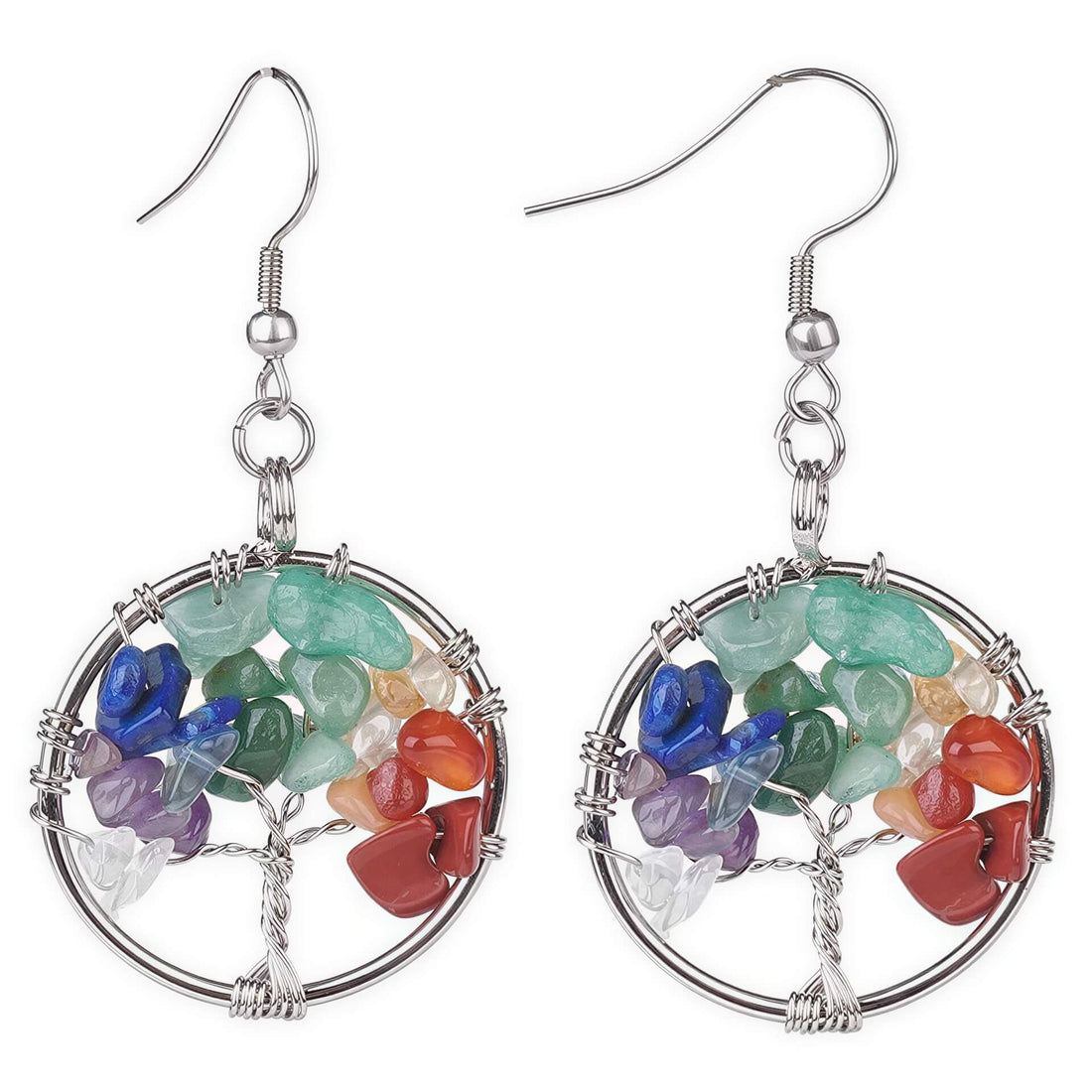 Edelstenen oorbellen met levensboom | Gemstone Tree of Life