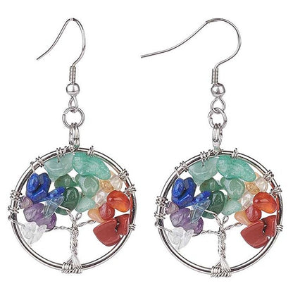 Edelstenen oorbellen met levensboom | Gemstone Tree of Life