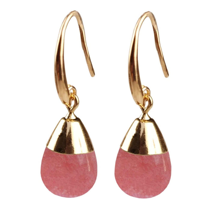 Rode edelstenen oorbellen met kersenkwarts en goud | Gold Dip Cherry Quartz