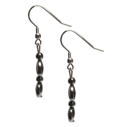 Zwarte edelstenen oorbellen met hematiet zijaanzicht | set Hematite Coin (AO)