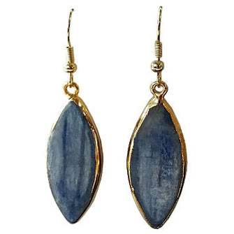 Blauw edelstenen oorbellen met kyaniet en goud edelstaal | Kyanite Long Gold