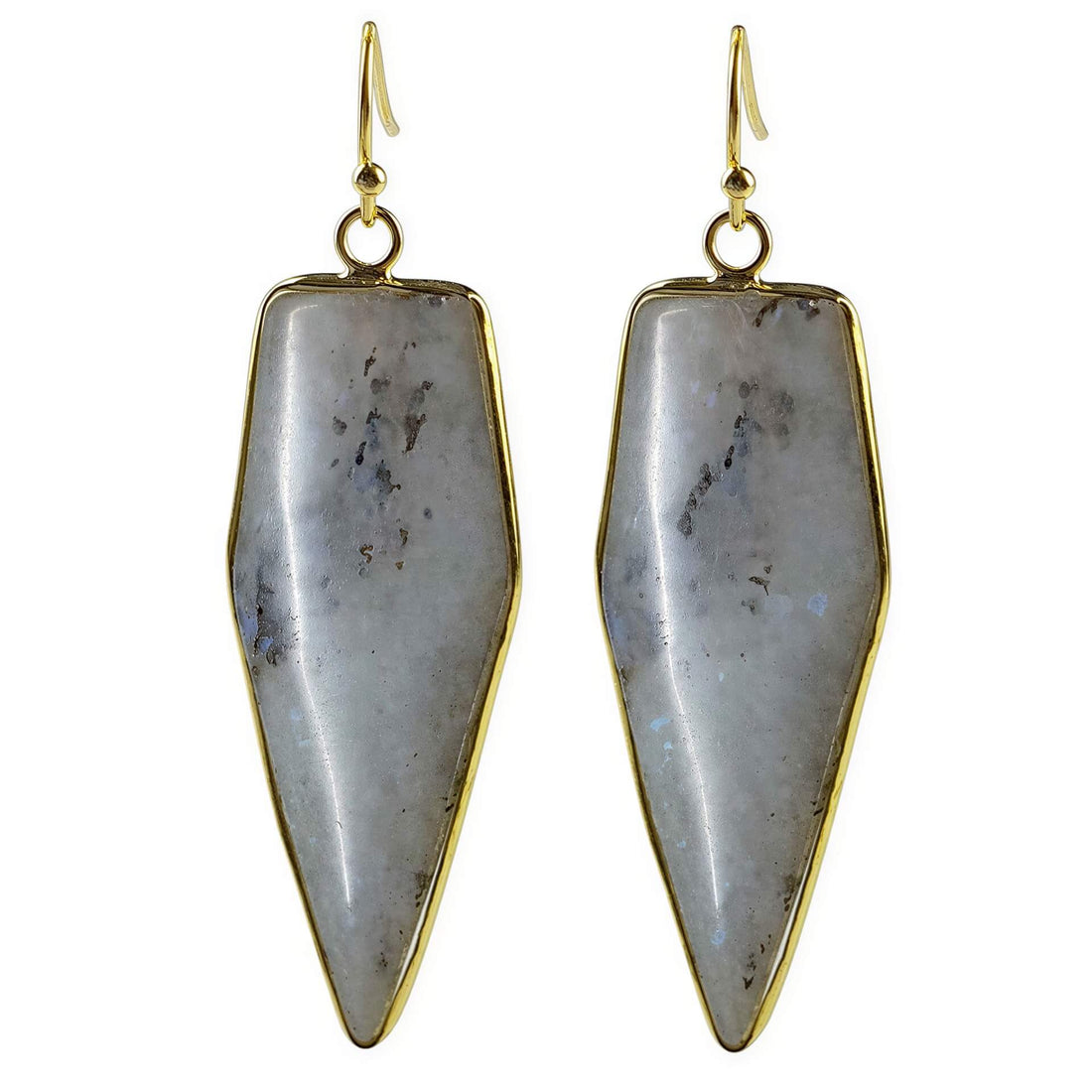 Lange edelstenen oorbellen met labradoriet en goud edelstaal | Labradorite Seta