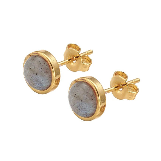 Edelstenen oorknopjes met labradoriet | Labradorite Small Gold