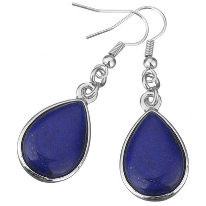Blauwe edelstenen oorbellen met lapis lazuli en sterling zilver (925) schuin | Lapis Lazuli Teardrop