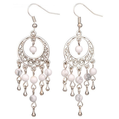 Witte edelstenen oorbellen met sterling zilver (925) en howliet | Oriental Howlite