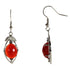 Edelstenen oorbellen met rode agaat en sterling zilver (925), voor en zijaanzicht | Red Agate Leaf