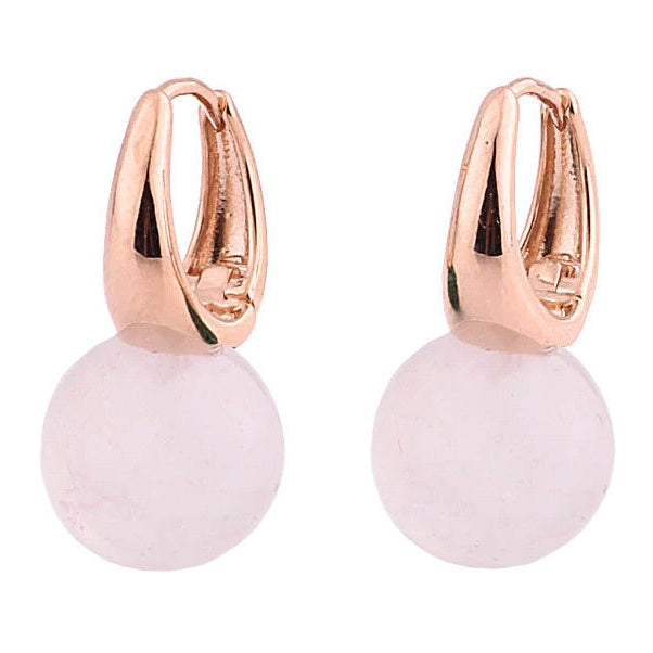 Roze edelstenen oorbellen met rozenkwarts en rose goud | Rose Gold Rose Quartz Ball