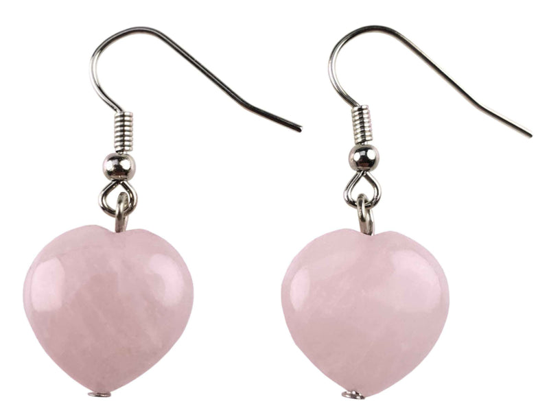 Roze edelstenen oorbellen met rozenkwarts in hartjes vorm en sterling zilver (925) | Rosé Love