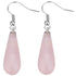 Roze edelstenen oorbellen met rozenkwarts in lange druppel vorm en sterling zilver (925) | Rosé Quartz Long Drop
