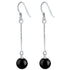 Lange zwarte edelstenen oorbellen met agaat en sterling zilver (925) | Silver Black Dangling Agate