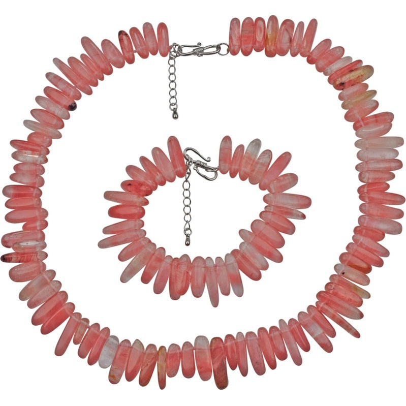 Rode edelstenen set met edelstenen ketting + edelstenen armband | Cherry