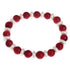 Rood koralen armband met witte mother of pearl parel, elastisch | Carlijn
