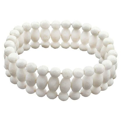 Wit breed koralen armband | Elastisch | White Coral